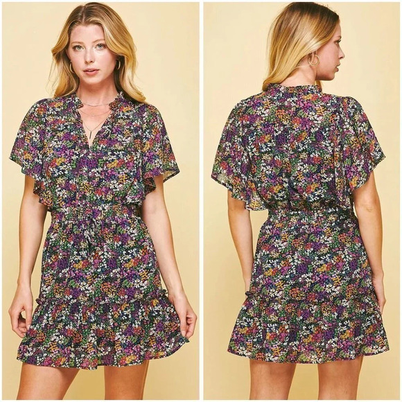 Pinch Bohemian Purple Flutter Sleeve Dress $73 - Picture 1 of 15